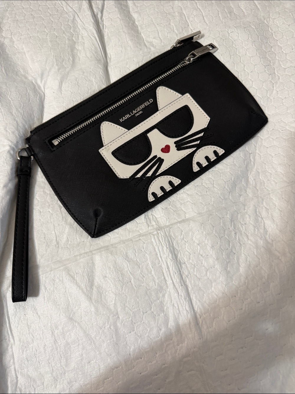 Karl Lagerfeld Black Cat Wristlet Clutch